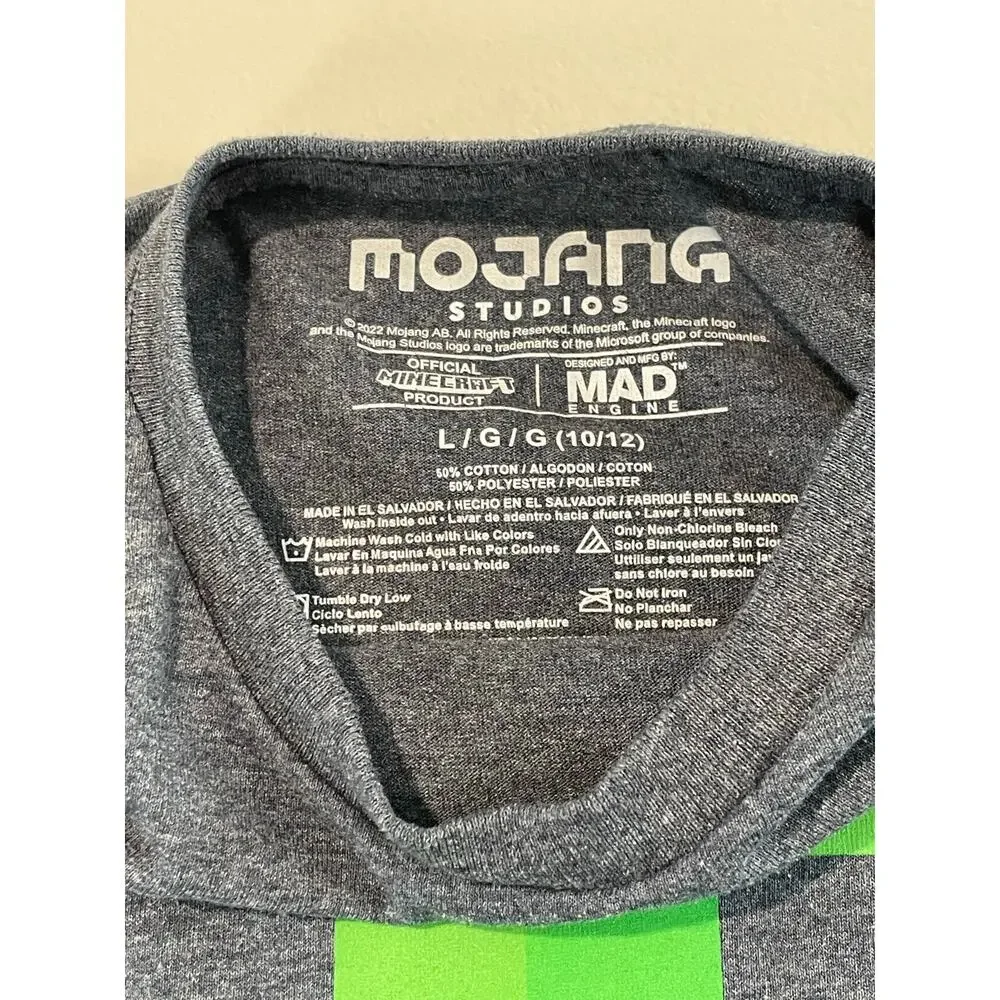 Mojang Youth L (10/12) Minecraft Long Sleeve Top – Gray